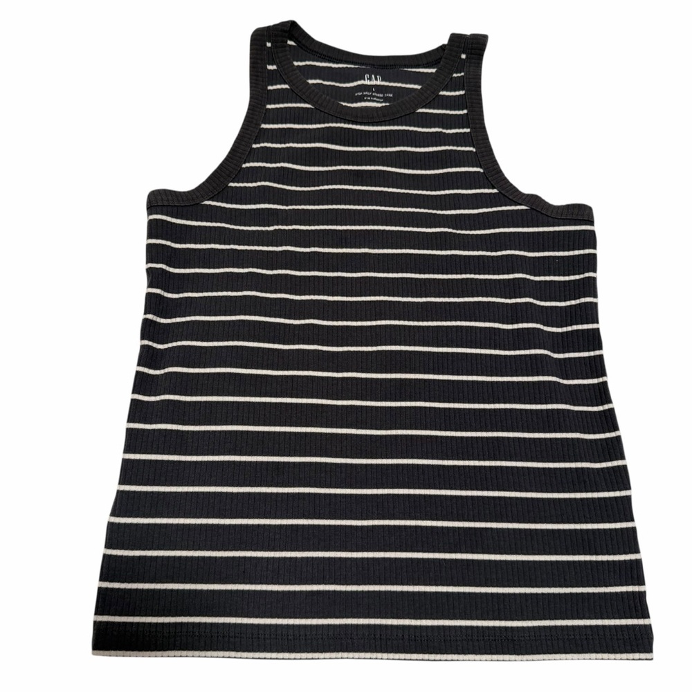 GAP Gray & White Striped Ribbed Tank